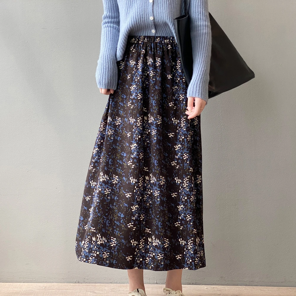 Женская шифоновая юбка с цветочным принтом Повседневная трапециевидная длинная