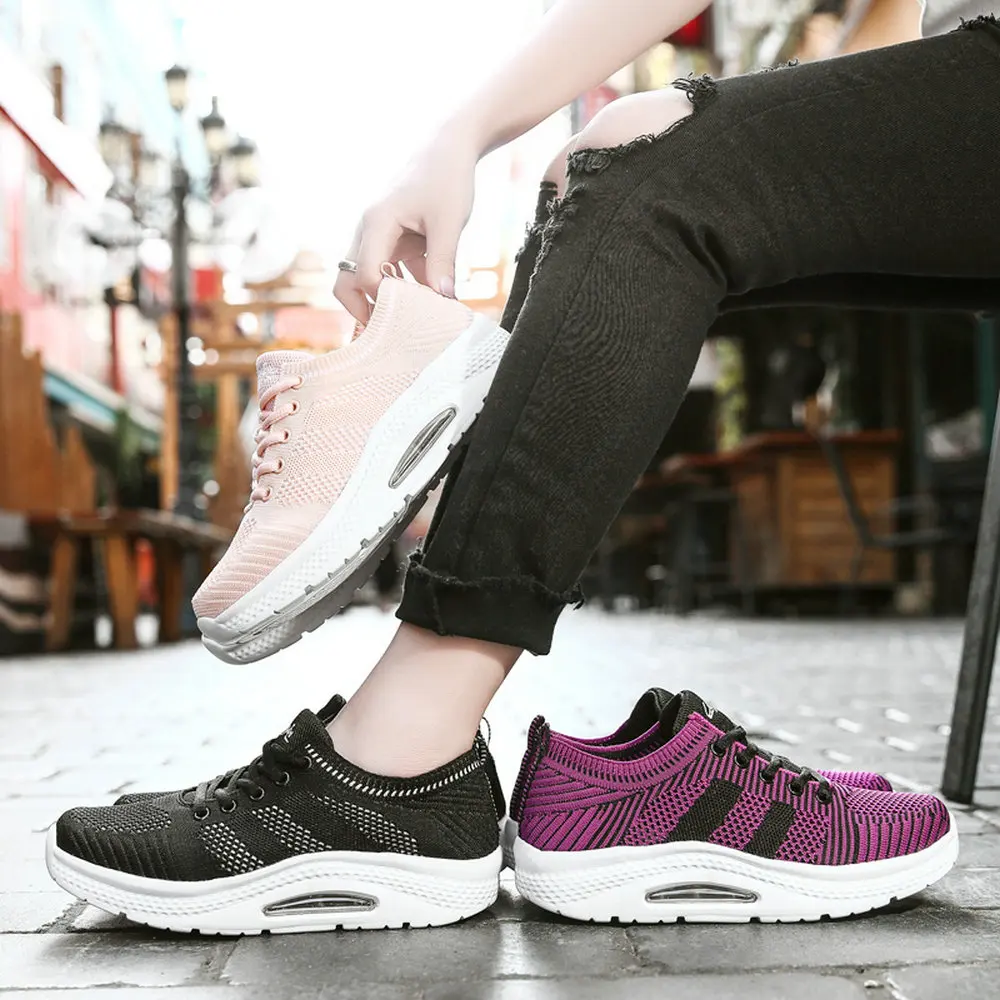 Newbeads Ladies Rocking Shoes Sneakers Women's Lace Up Sports Shoes Non-Slip Platform Casual Outdoor Lightweight Walking Shoes