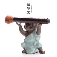 kung fu kid pen holder pen holder tea set tea ceremony zero matching kiln purple sand tea pet ornaments can be opened