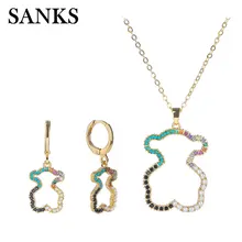SANKS Colorful Cubic Large Bear Animals Earrings Pendants & Necklaces for Girls Anniversary Gift Fas