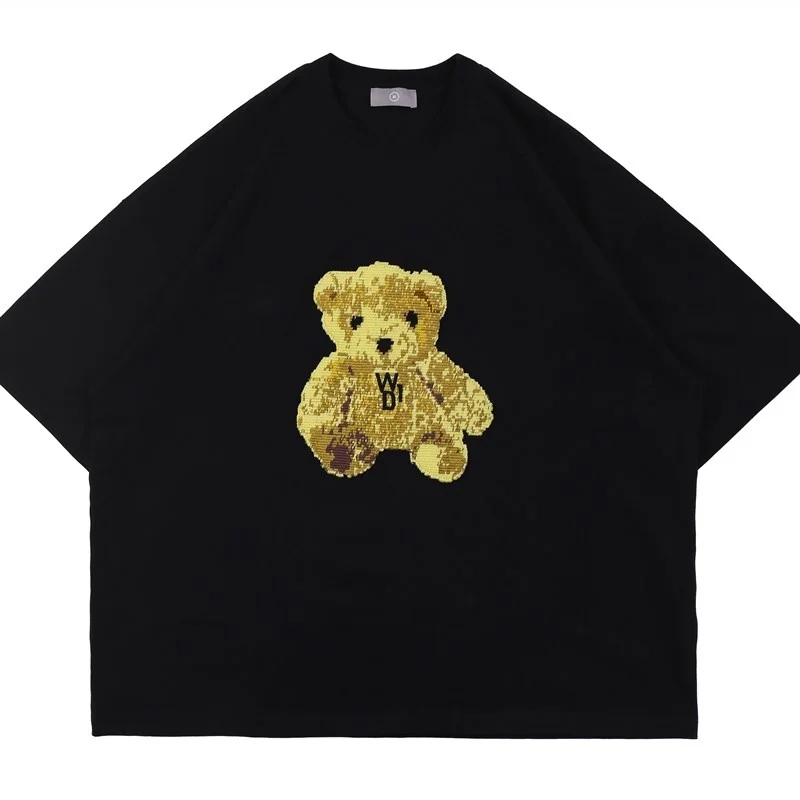 

We11done Bear T shirt 2021 Men Women High Quality Embroidered Little Bear Welldone Tee Heavy Fabric Short Sleeve Oversized