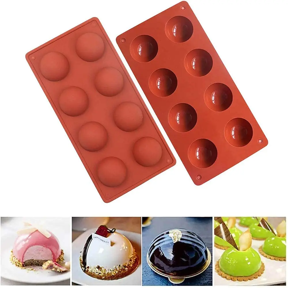 

8 Holes Chocolate Sphere Mold Half Ball Mold Hemisphere Shape Silicone Chocolate Cake Mousse Dessert Baking Pastry Bakeware