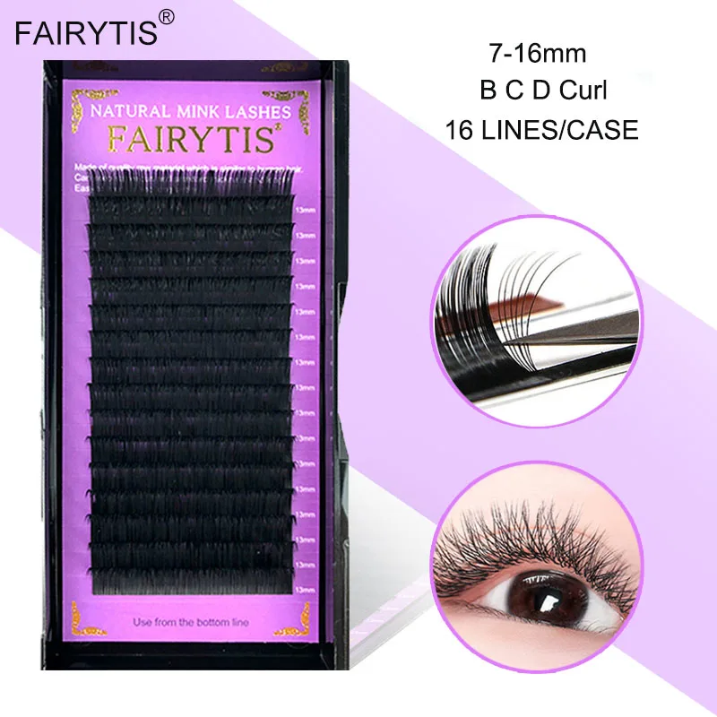 

FAIRYTIS 16Rows Handmade Lash BCD Curl Individual Eyelash Extension Lashes High Quality Easy To Graft Classic Lashes