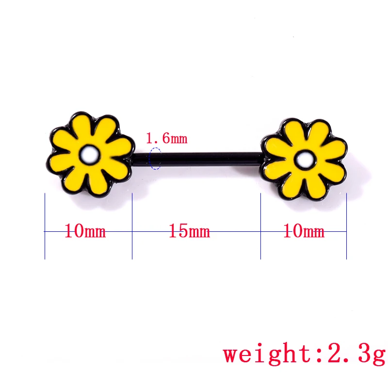 Модные милые кольца для сосков в форме цветка желтого белого розового цвета