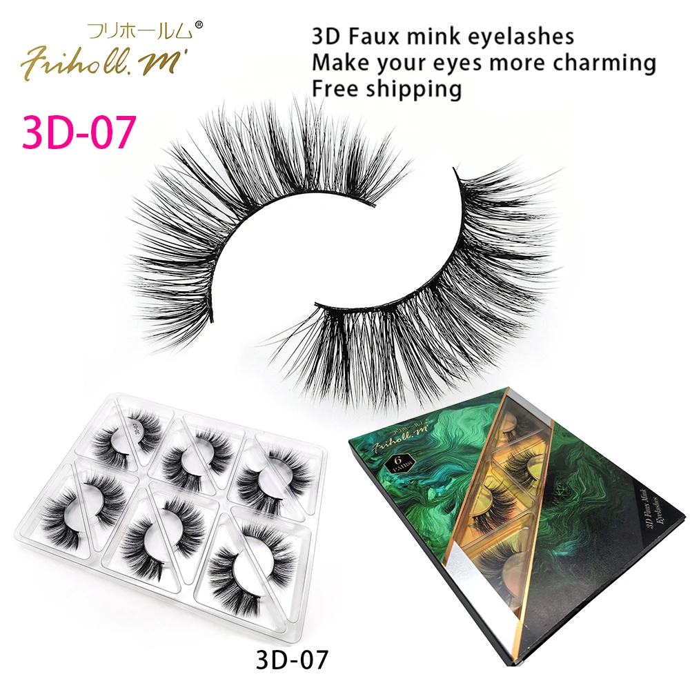 3D-07 Friholl. m шелковые ресницы, 6 пар, натуральные норковые 3d накладные ресницы для наращивания, личная этикетка, 3d синтетические шелковые ресницы - Цвет: 3D-07