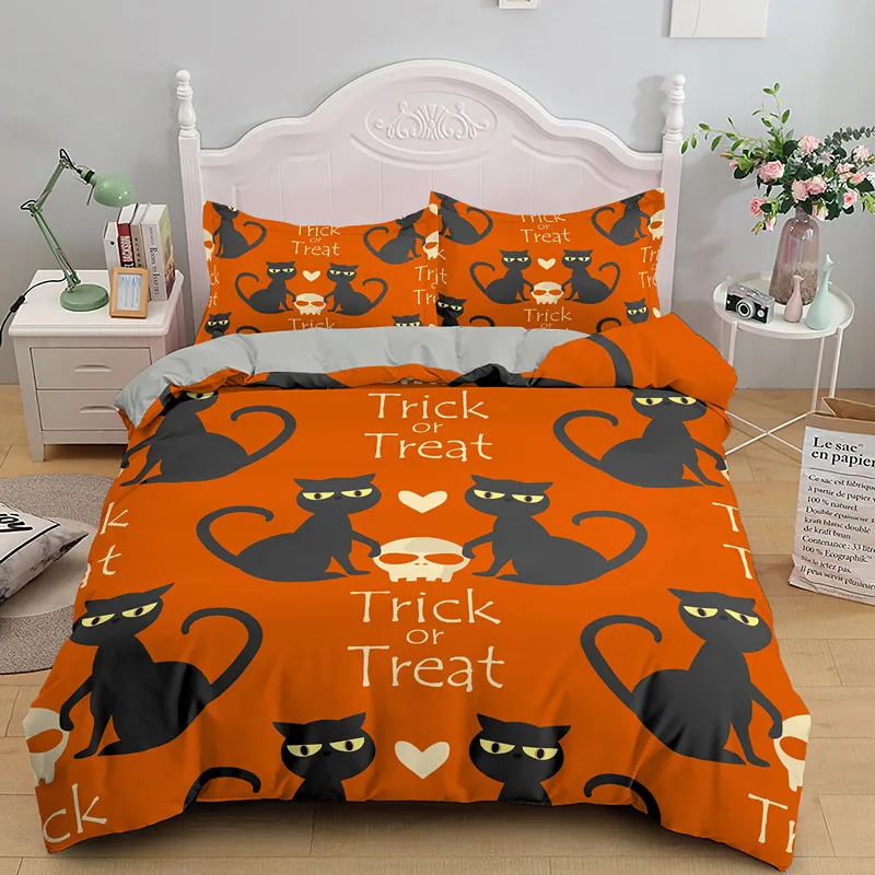 

Kawaii Bedding Set Cartoon Cat Pattern Duvet Cover Children Quilt Pillow Covers Single Twin King Queen Bedclothes Home Textile