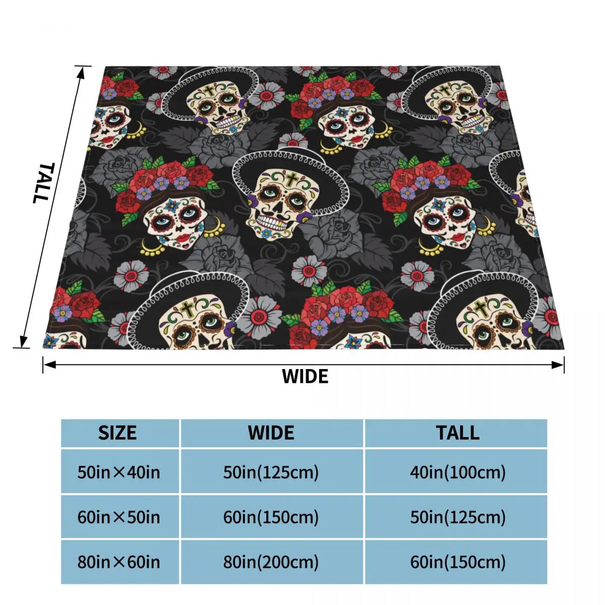 Одеяла на Хэллоуин День мертвых фланелевые покрывала с изображением сахарного