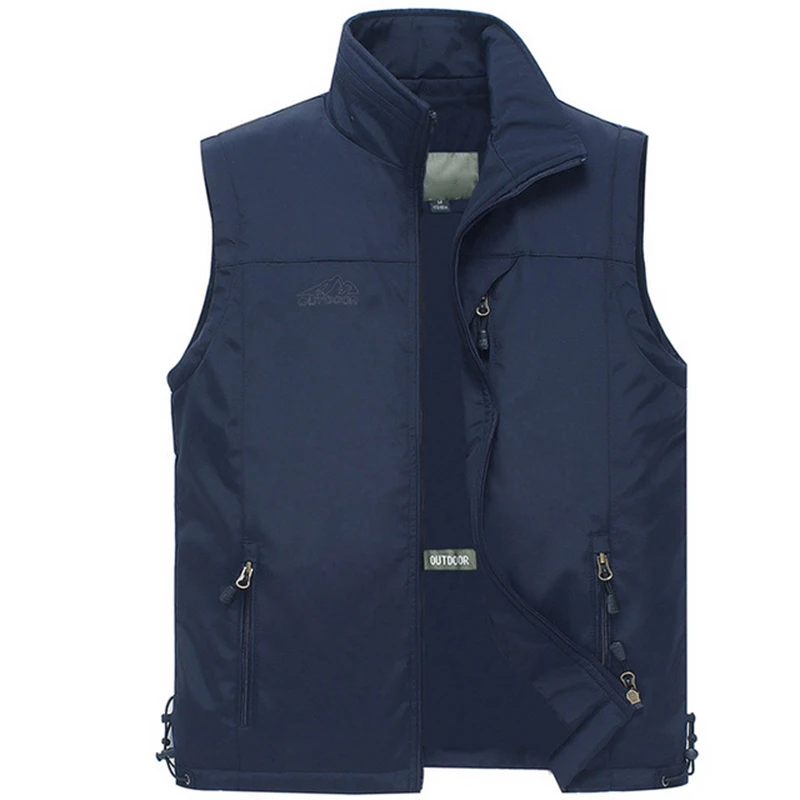 W Navy Blue Vest Тонкий летний мужской жилет с несколькими карманами, Повседневный, для работы фотографа, 6 цветов, верхняя одежда, куртка без рукавов, мужской жилет - Цвет: W Navy Blue Vest