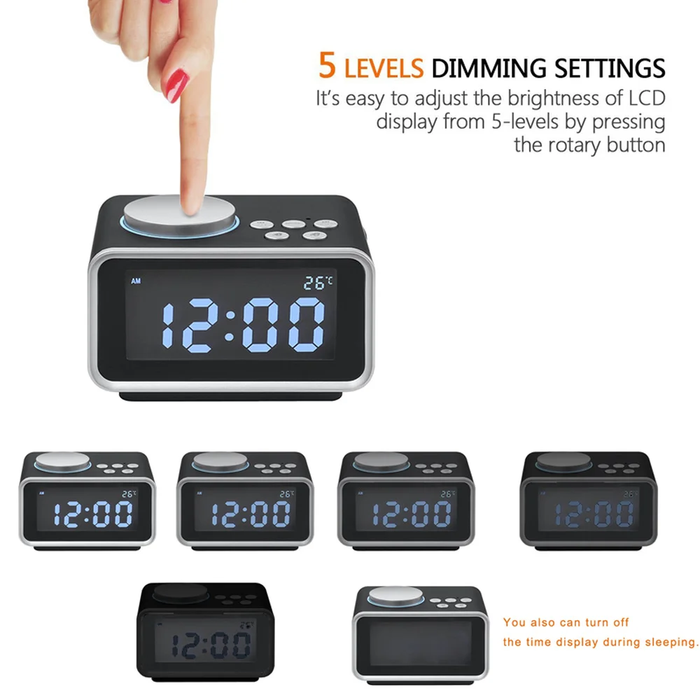 EAAGD Цифровой Будильник FM Радио Громкий будильник часы для тяжелых шпалов с USB