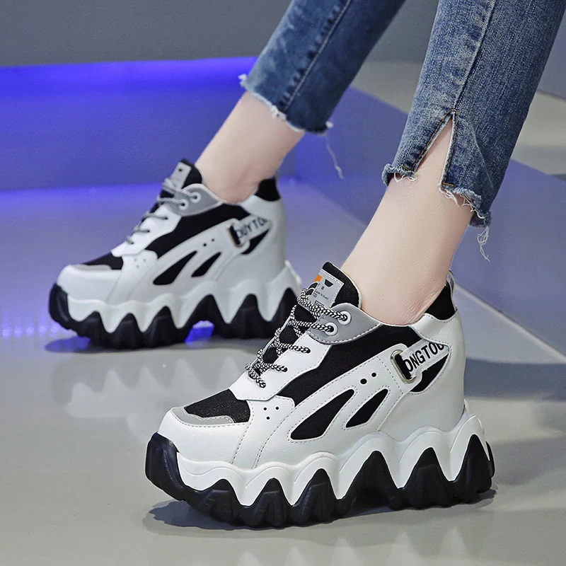 Кроссовки на танкетке 10 см/3 9 дюйма модная женская обувь массивные кроссовки