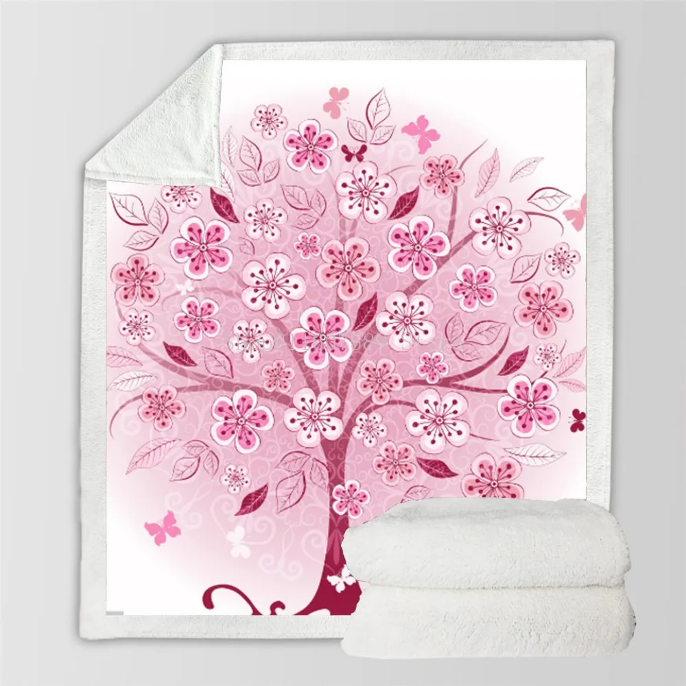 Романтическое Цветочное дерево 3D искусственное мягкое одеяло текстура дивана