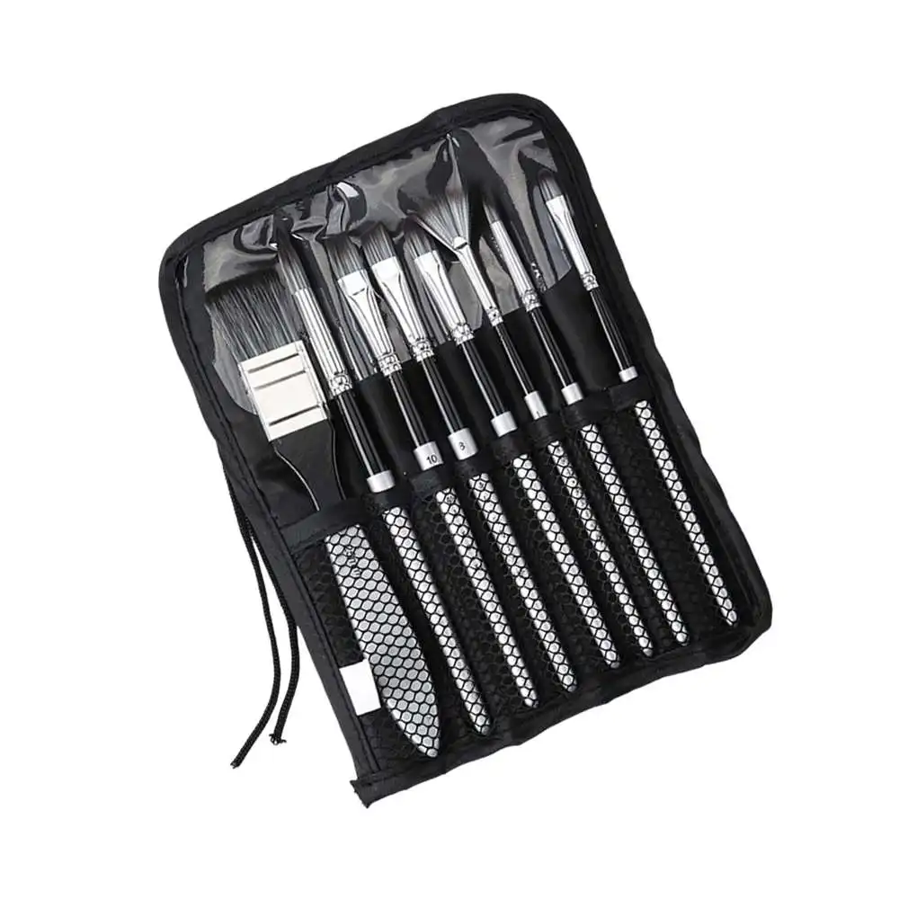 

8 Pcs Nylon Brushes And Fan-shaped Watercolor Hook Line Brushes Wooden Core Watercolor Hook Line Pen Board Brush Gift