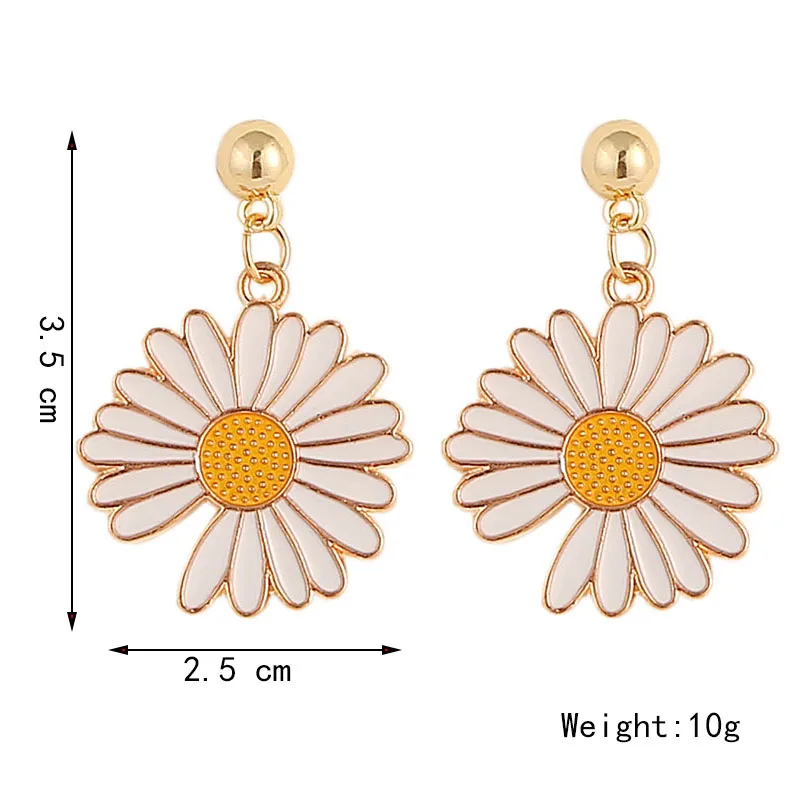 2020 Korean Style Fashion Spring Summer Yellow White Enamel Chrysanthemum Flower Dangle Earrings For Women Girls Cute Jewelry | Украшения и