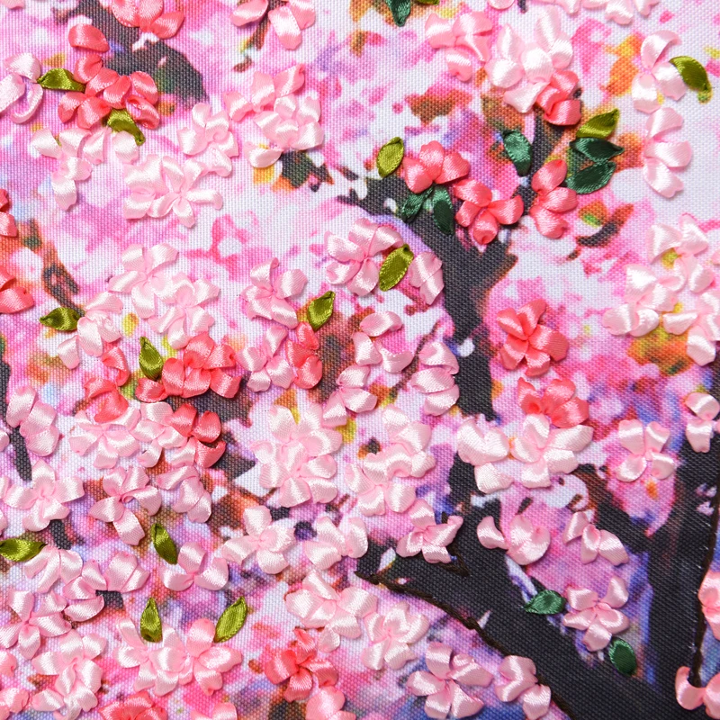 Картина для вышивки лентой сделай сам пейзажный узор рукоделие вышивка