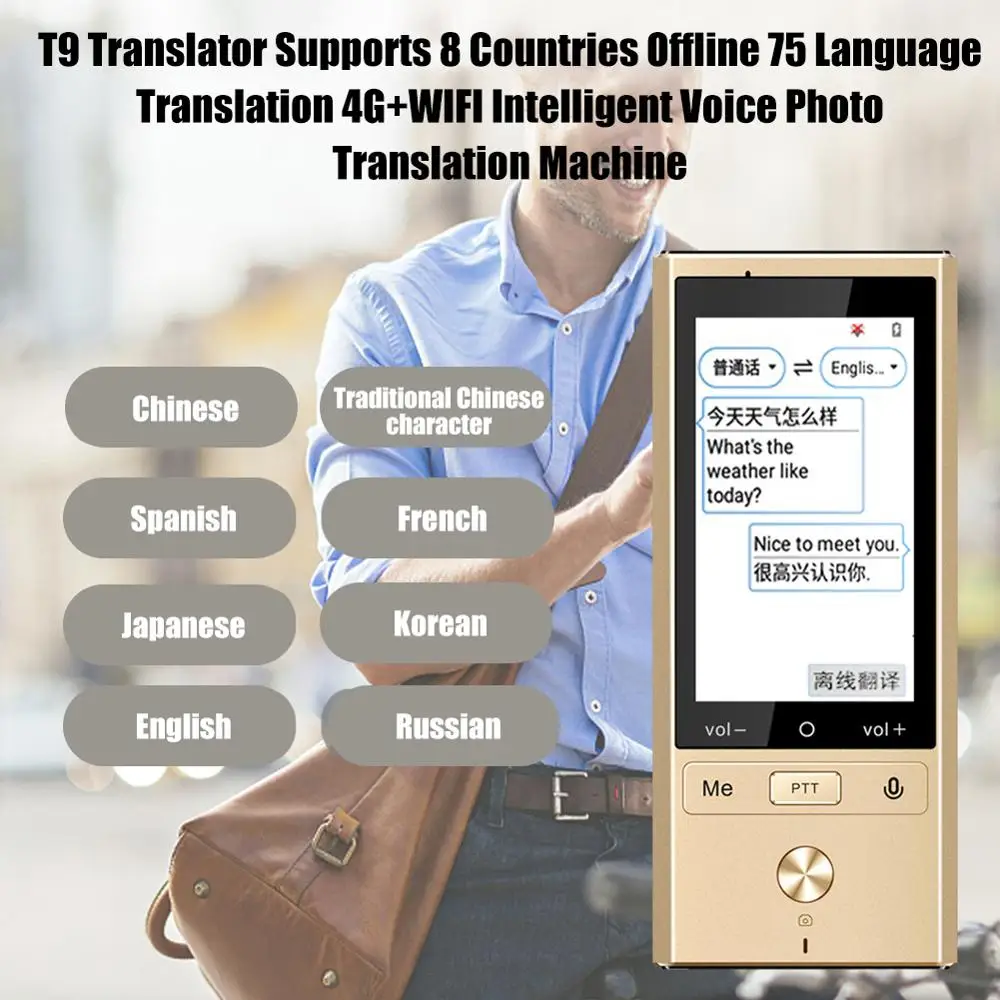 

106 Languages Real Time two-way portable translation Smart offline Voice Translator WIFI+4G Multilingual Translator for Travel