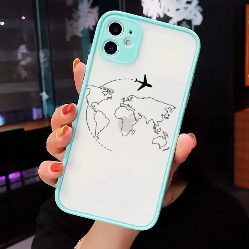 

Airplane world map travel abstract line Phone Case matte transparent For blue iPhone 7 8 x xs xr 11 12 pro plus max mini