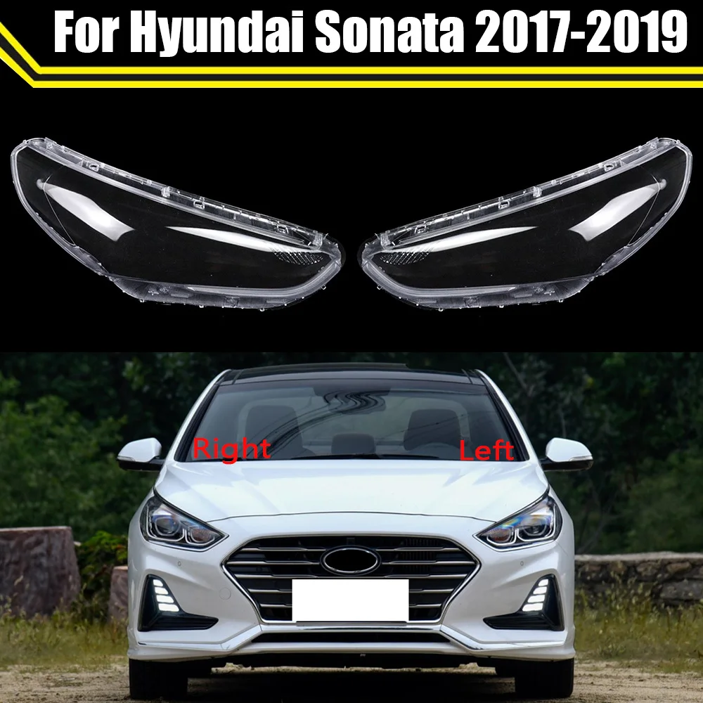 Cubierta de cristal transparente para faros delanteros de coche, pantalla de lámpara para Hyundai Sonata 2017, 2018, 2019