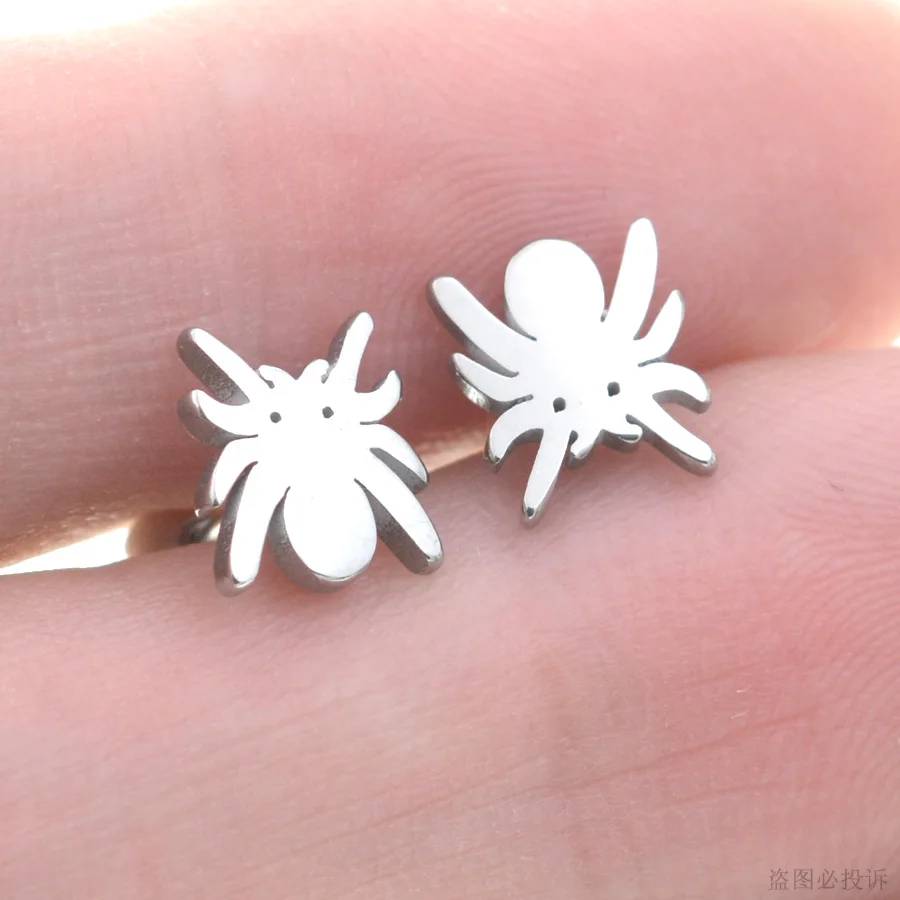 Starose 1 шт. тонкая полоска черный паук серьги гвоздик для Козелка пирсинг шпильки