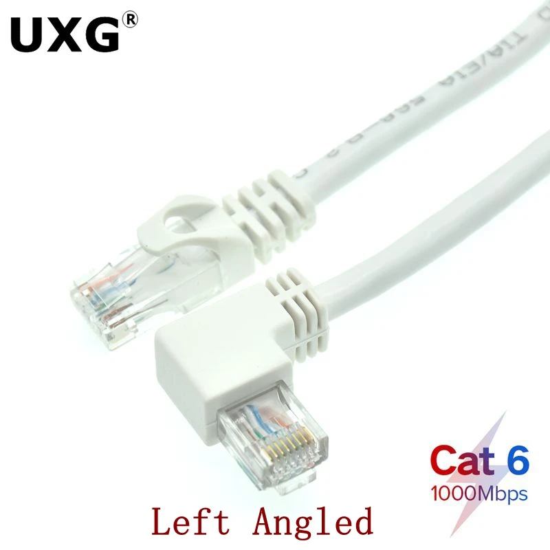 Белый Ethernet-кабель Cat6 RJ45 Прямоугольный сетевой кабель UTP Патч-корд 90-градусный