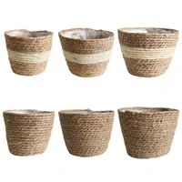 nordic handmade straw storage basket indoor outdoor flower pot plant container home living room bedroom decoration