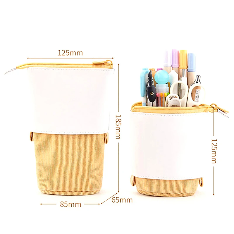 

Creative Retractable School Stationery Storage Bag Kawaii Solid Color Pen Box Cute Pen Holder Gifts Bag