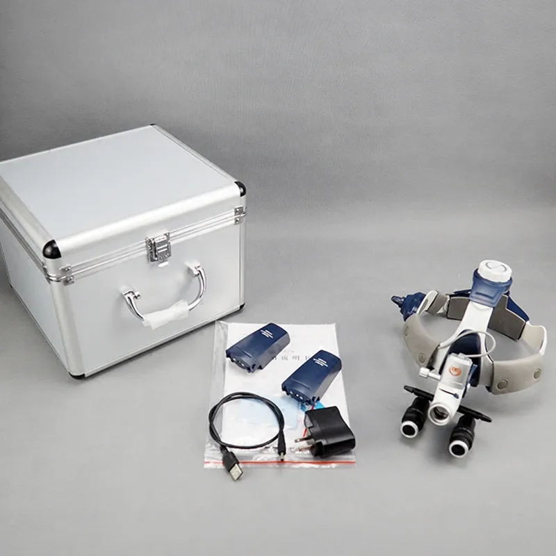 

Binocular Magnifier 4.0/5.0/6.0X Dental Surgical Loupes+5W LED Medical Headlight Headlamp Illuminator 2 Battery