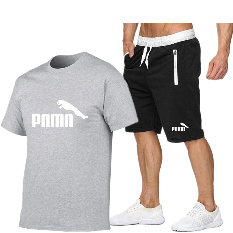 

2021 fashion hot sale T-shirt sports suit casual running training suit summer short-sleeved shorts 2-piece set S-2XL