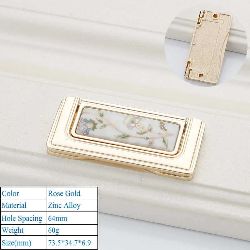 Rose Gold 6173-64mm Цинковый сплав высокого класса Eden пасторальный розовое золото мебельная дверная ручка для шкафа Европейский стиль шкаф внутренняя дверная ручка - Цвет: Rose Gold 6173-64mm
