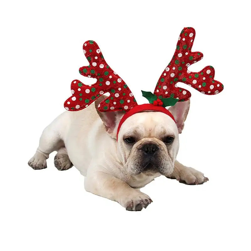 Новогодняя и Рождественская повязка на голову для домашних животных клетчатый