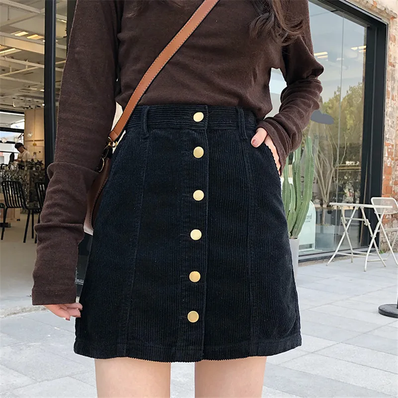 HziriP однобортная однотонная Вельветовая мини юбка трапециевидной формы Модная