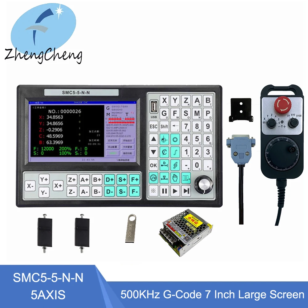 

CNC 5 Axis Offline Mach3 USB Controller SMC5-5-N-N 500KHz G-Code For CNC Engraving Cutting Machine+ 6axis Handwheel+ 75w power