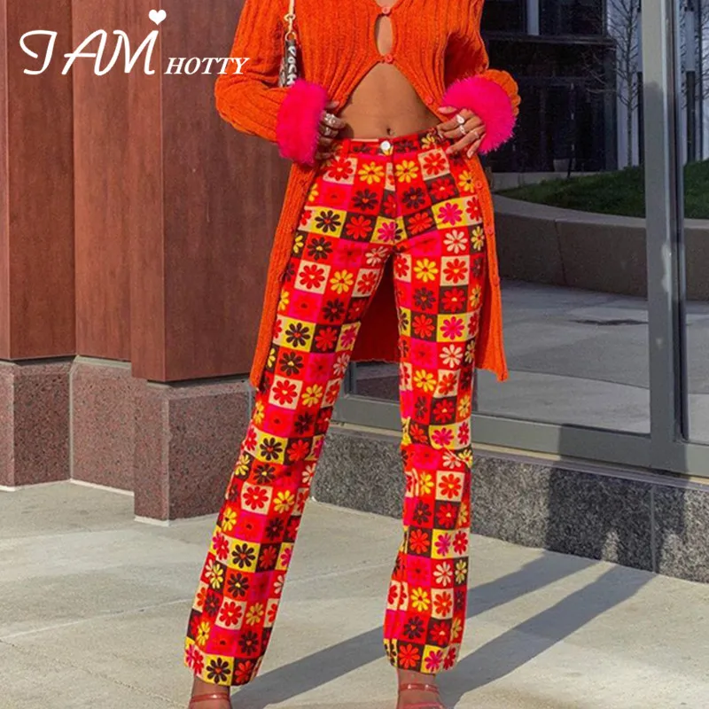 

Floral Plaid Printed High Waist Pants Capris Women Vintage Baggy Trousers Summer Sweatpants Harajuku Joggers Outfit Iamhotty