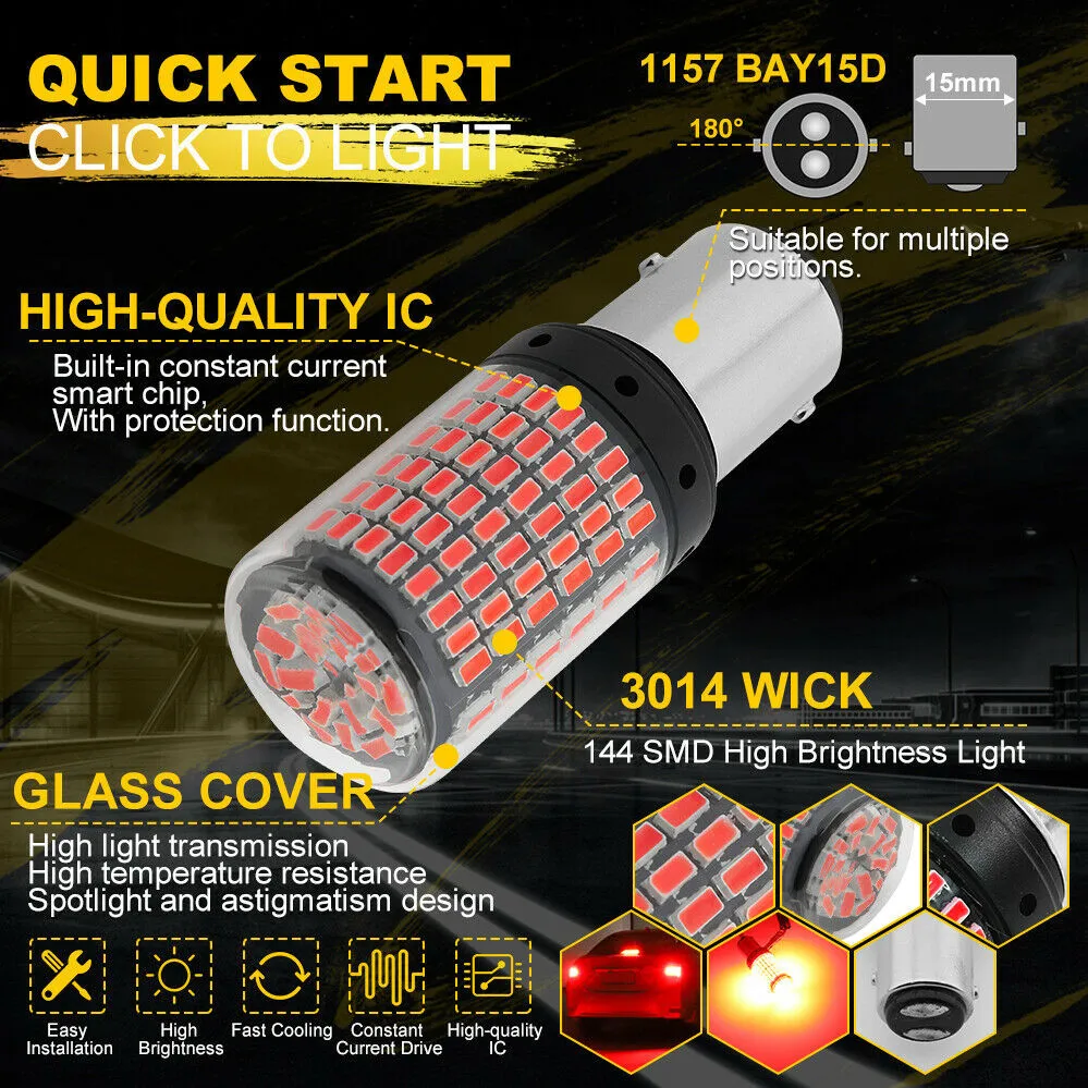 

11111111114pcs LED Light Bulbs 4X Red 1157 BAY15D LED Can11111111111W Car Brake Reverse Lamp Tail Light Bulb