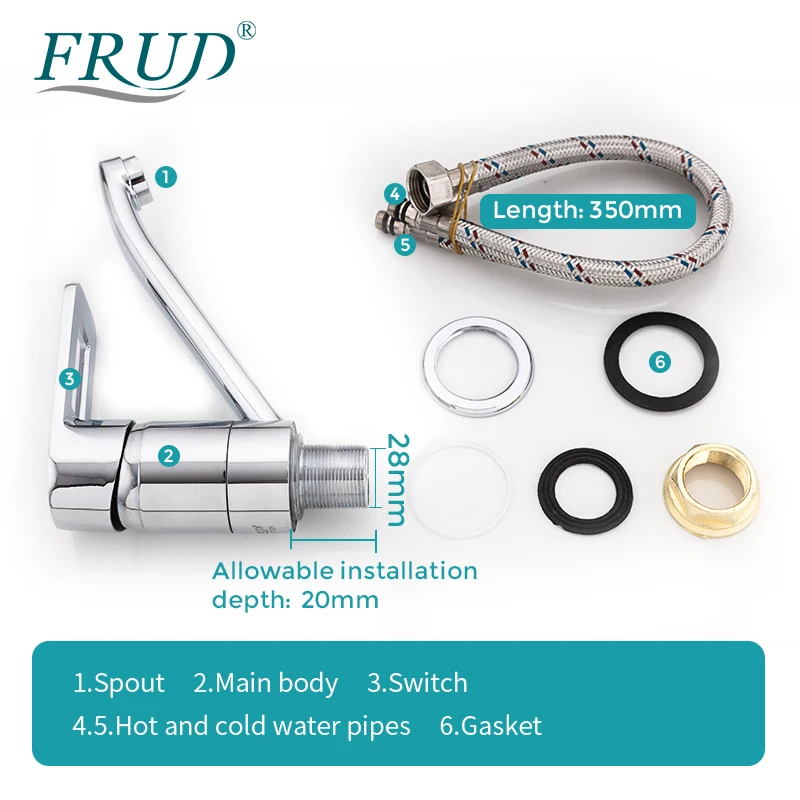 Смеситель для кухни FRUD кухонный кран с длинным носиком и поворотным