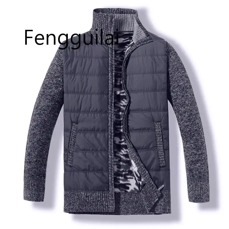 

Осень-зима 2019, мужской свитер, пальто, свитер из искусственного меха и шерсти, куртки, мужское вязаное плотное пальто на молнии, повседневная...