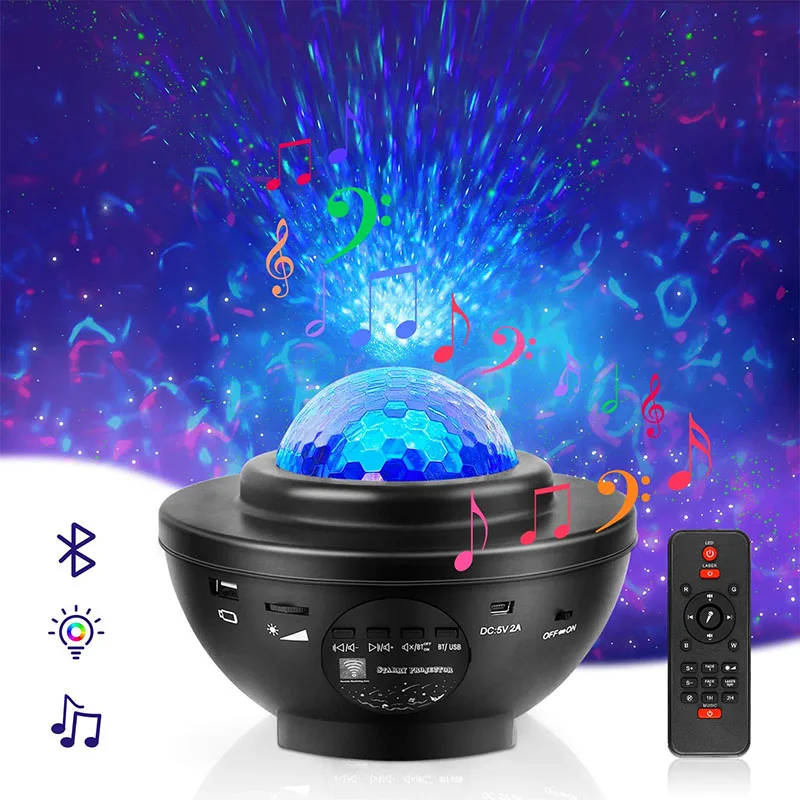 

LED Star Galaxy Projector Ocean Wave Night Light Child USB Blueteeth Music Player Star Romantic Projection Lamp Gifts
