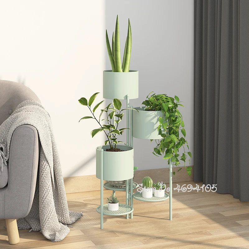 

Balcony living room ins style Nordic flower stand multi-layer iron Flower Pot Stand Foldable space saving Storage Holder Home