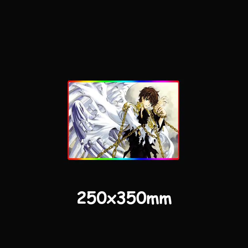 

XGZ Large RGB Mouse Pad Black Lock Edge Anime Knight of Seven HD Custom Colorful Luminous Computer Desk Mat Rubber Non-slip Xxl