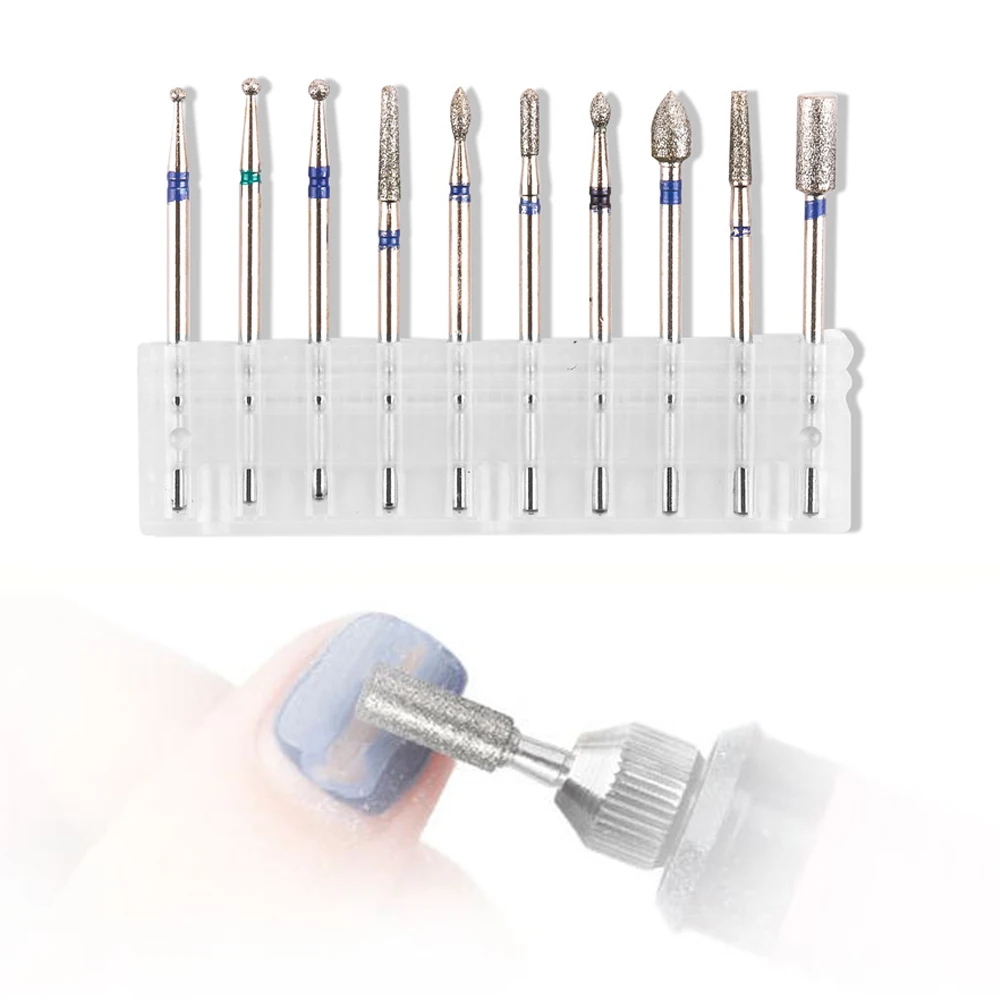 

10 Pcs Diamond Milling Cutters For Manicure Carbide Nail Drill Bits Kits Equipment Tools Nail Drill Accessories Nail Sanding Cap