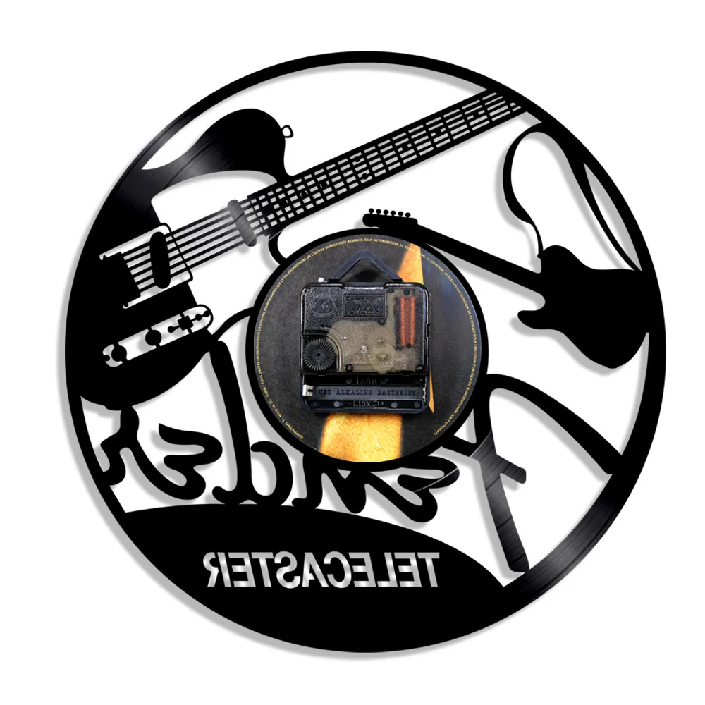Электрогитара Дизайн Виниловая пластинка настенные часы Музыкальные