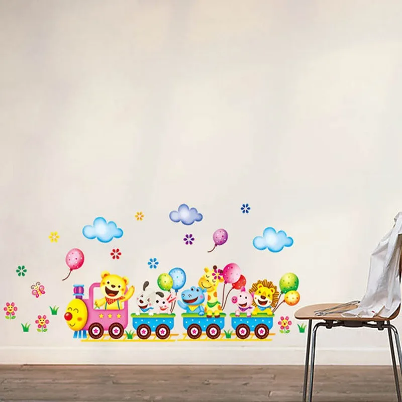 Декор для детской комнаты настенный стикер с поездом постер дома Наклейка на