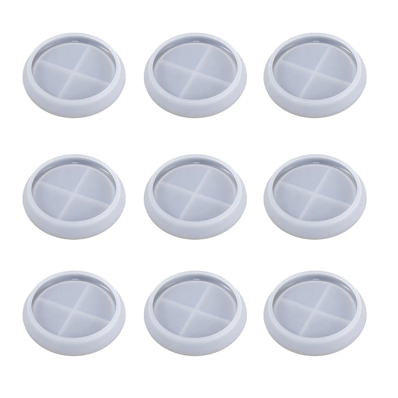 

9Pcs Round Saucer Coaster Glue Round Silicone Diy Crystal Glue Mould