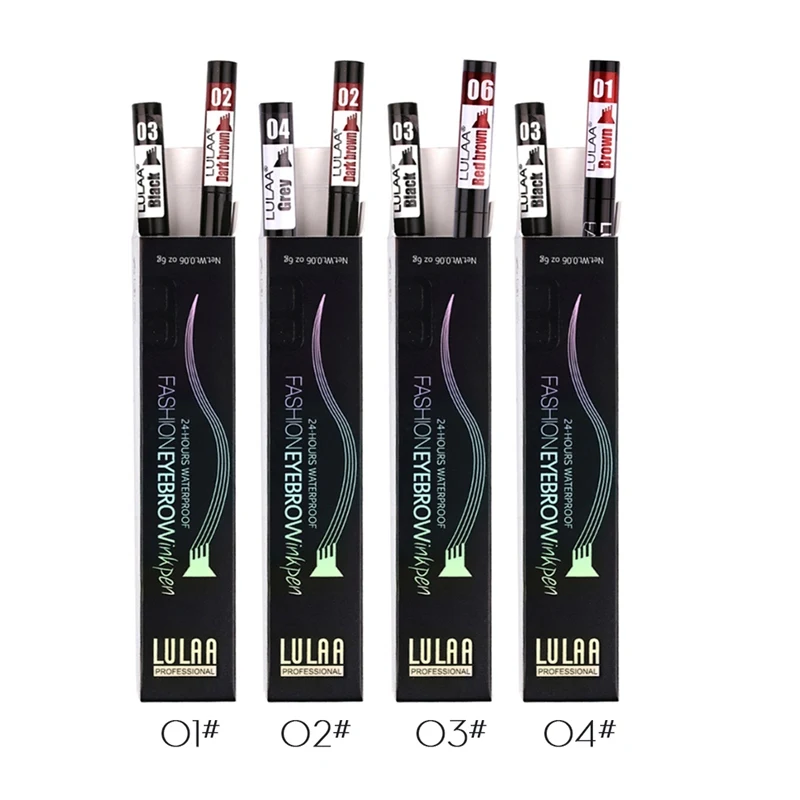 

2pcs/set Lady Makeup Sketch Liquid Eyebrow Pencil Durable Waterproof Not Faded Black Brown Eye Tattoo Dye Four Eyebrow Pencil