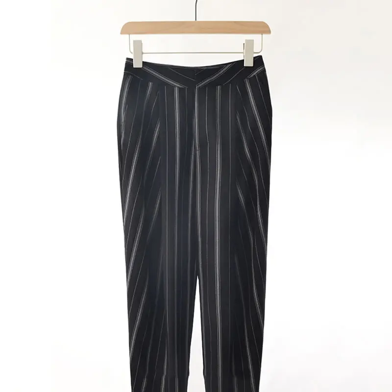 

XITAO High Waist Striped Slim Pants Women Clothes 2021 Spring New Fashion Casual Loose Flat Zipper Fly Pencil Pants ZY5756