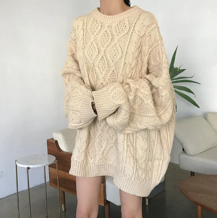 

2020 Auutmn Winter Women Sweater Pullovers Fashion O Nevk Loose Female Kintted Korean Style Chic Soild Color Sweet Warm