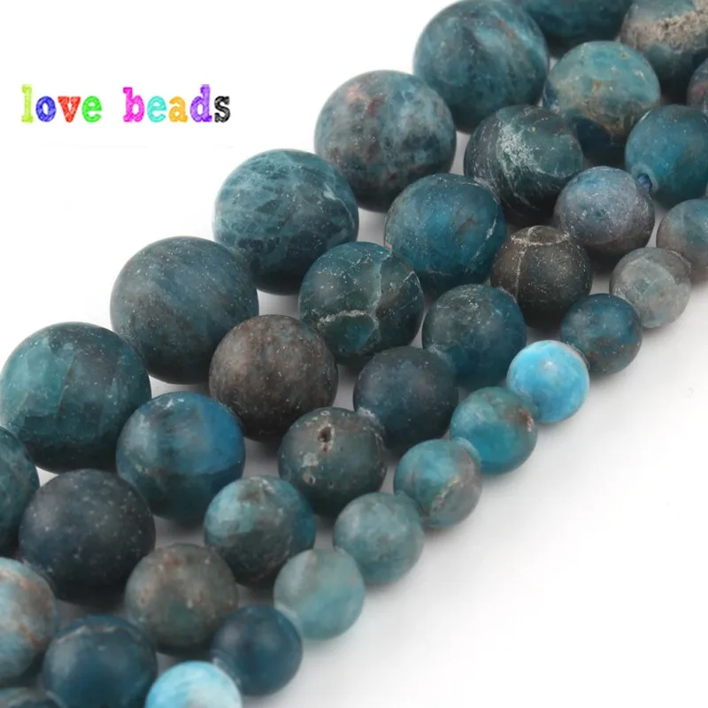blue apatite 4 мм 6 мм 8 мм 10 мм натуральный матовый морганит Агаты тигровый глаз камень Круглые бусины для самостоятельного изготовления ювелирных изделий браслет 15'' - Цвет: blue apatite