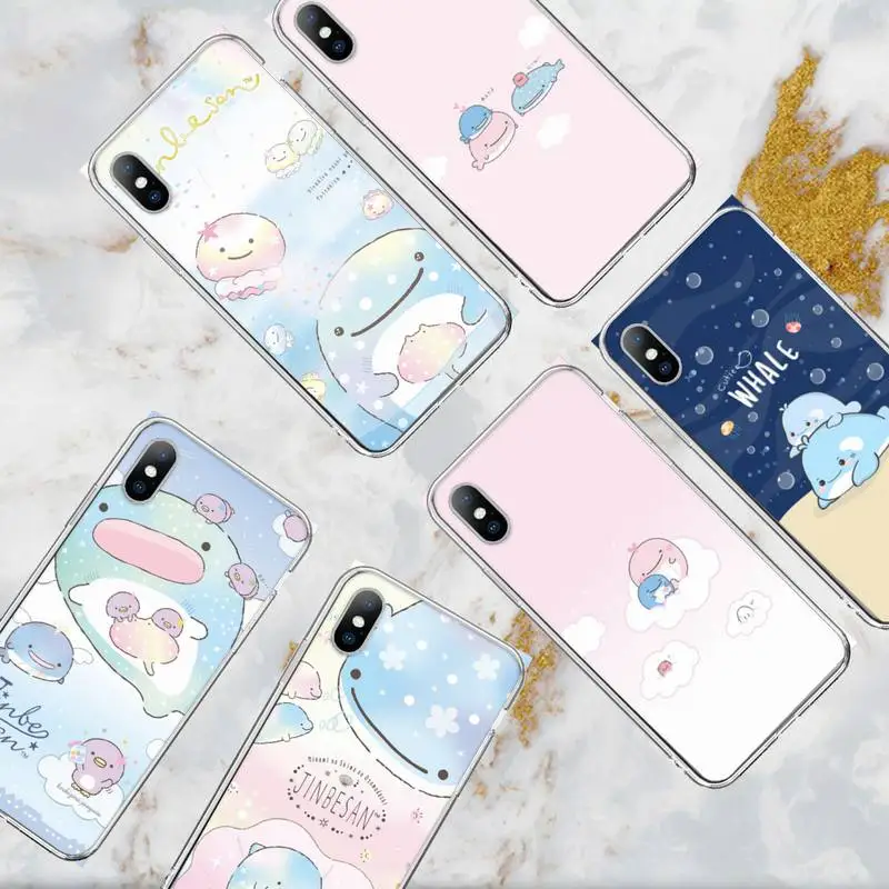 Милый чехол для телефона kawaii Jinbesan для iPhone 11 12 Mini 13 Pro XS Max X 8 7 6s Plus 5 SE XR, прозрачный чехол