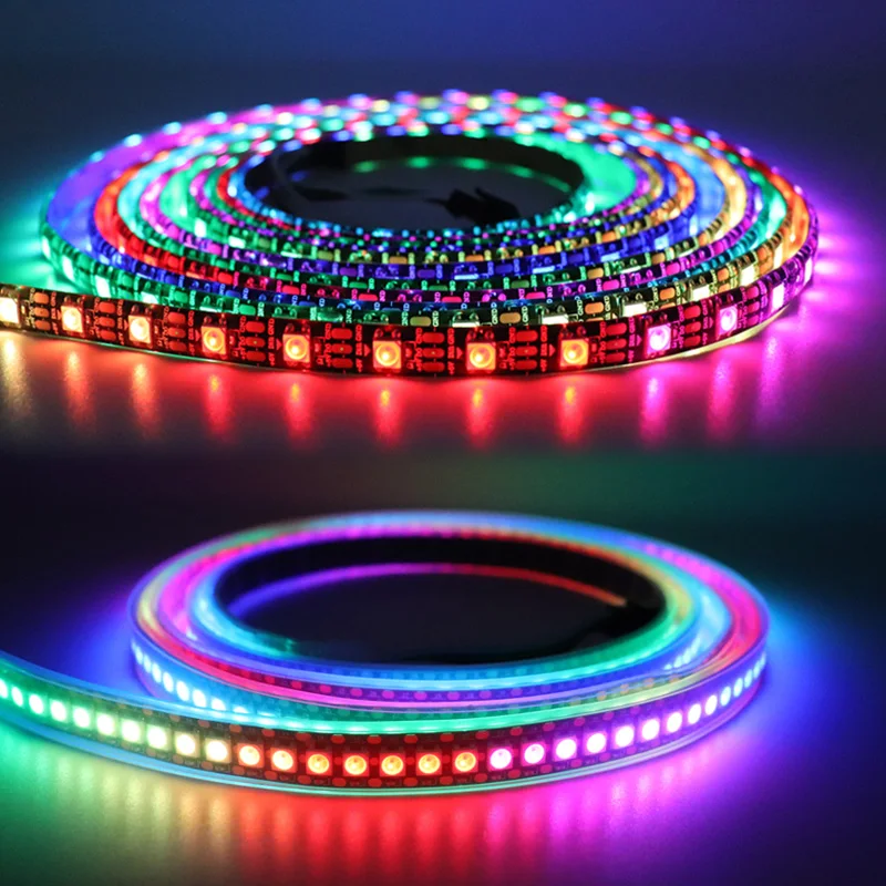 

1 set controller + WS2812B LED Strip DC 5V Black White PCB Smart Addressable Pixel WS2812 IC 30/60/144 LEDs/M Bar RGB