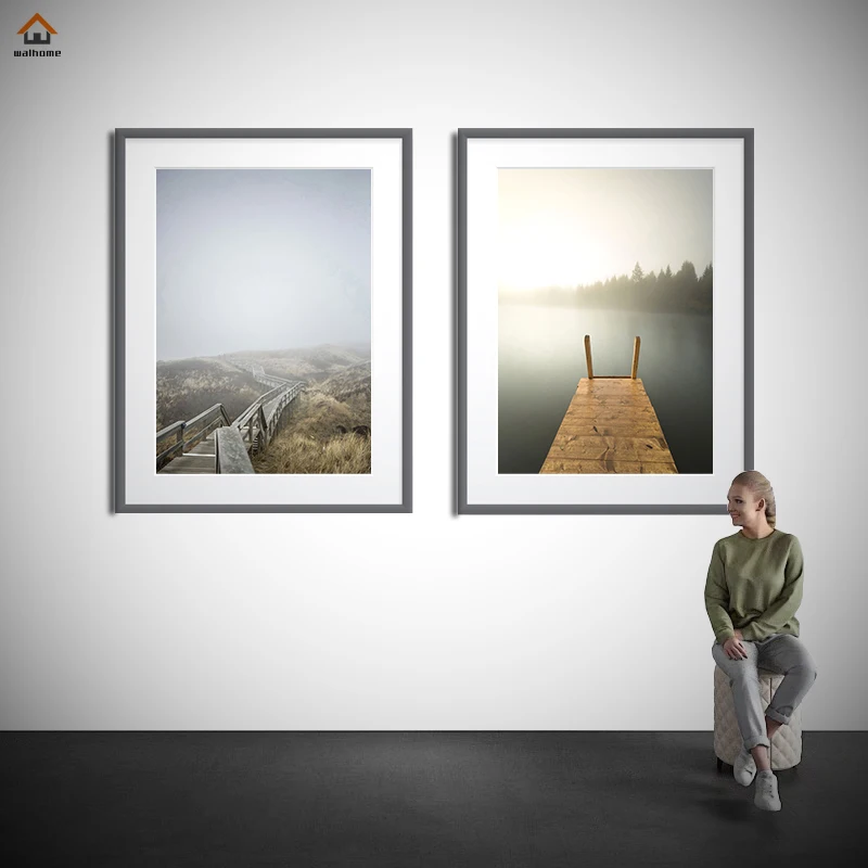 

Aesthetic Lake Mountain Landscape Modern Scandinavian Decor Canvas Painting Wall Art Home Bedroom Decoration Paintings for Room