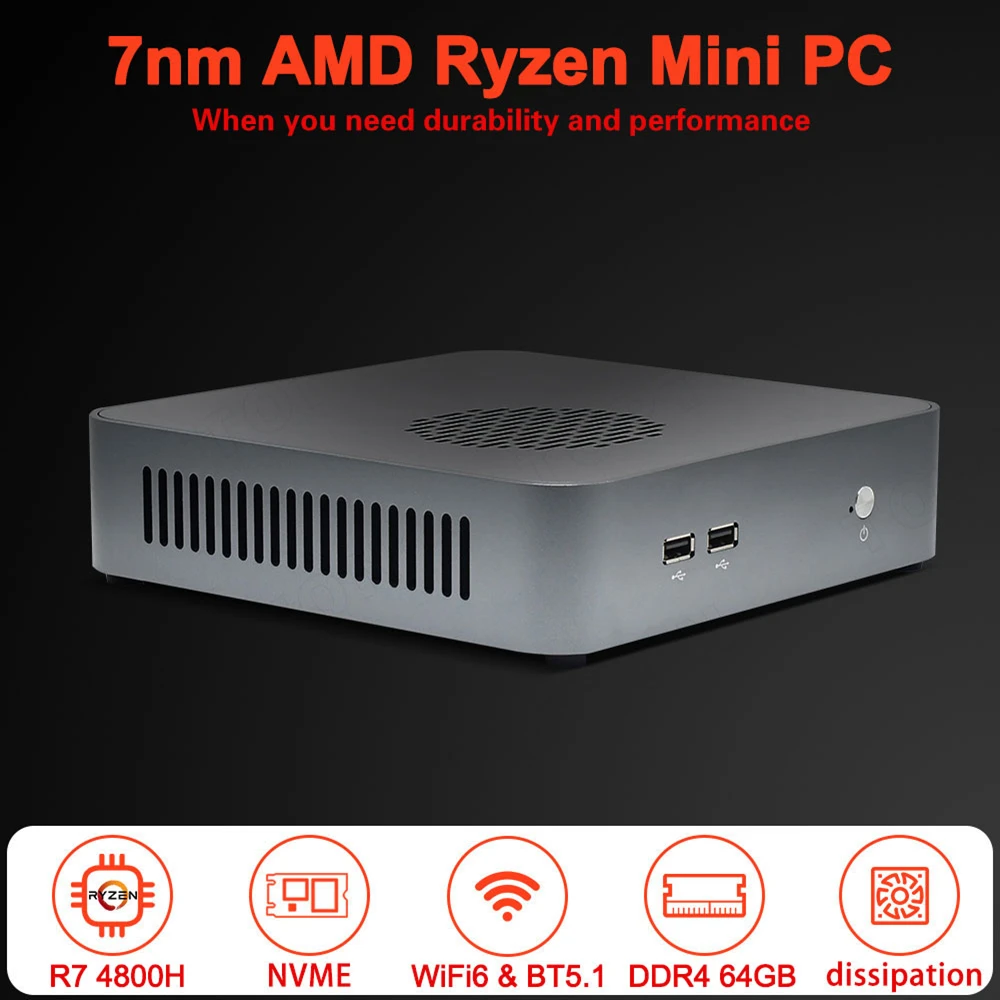 TOPTON мини ПК 7nm AMD Ryzen 7 4800H 5 4600H NVMe игровой компьютер Windows 10 Pro 4K Radeon графический